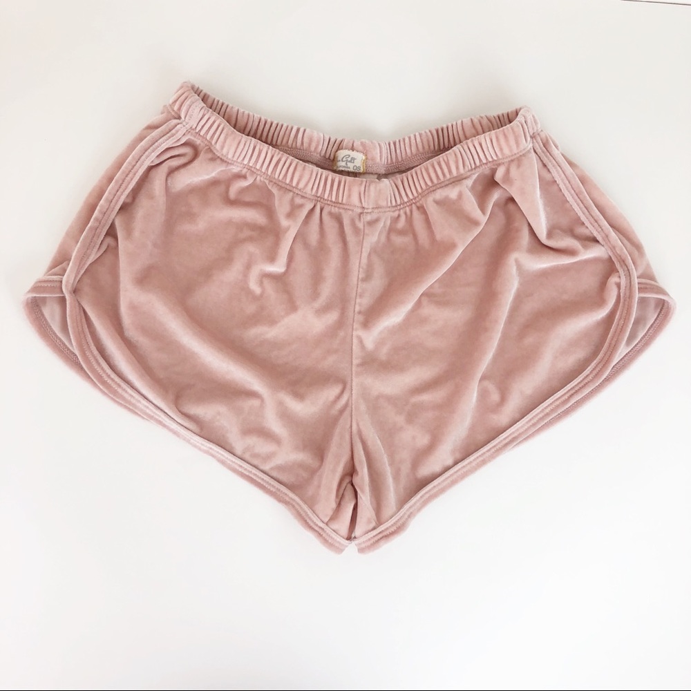 BRANDY MELVILLE pink velvet lisette track shorts